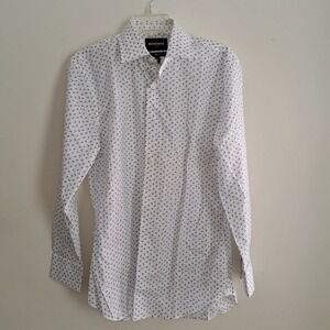 Bonobos Stretch Tailored Fit Dress Shirt White‎ Blue Martini Print 15.5 32